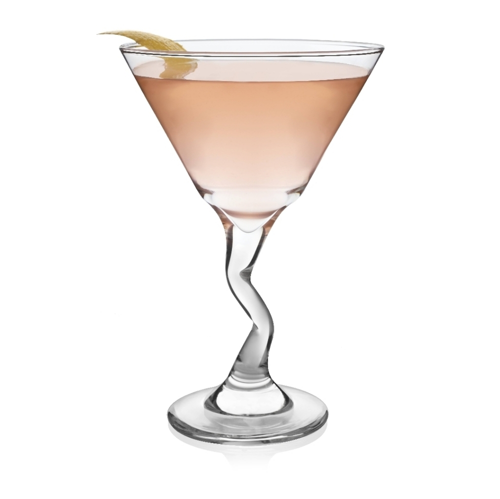 Libby Clear Glass Crooked Stem 9 Oz Martini Glasses 2008 Set Of 3.